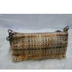 The Sak Gold and Tan Woven Handbag
